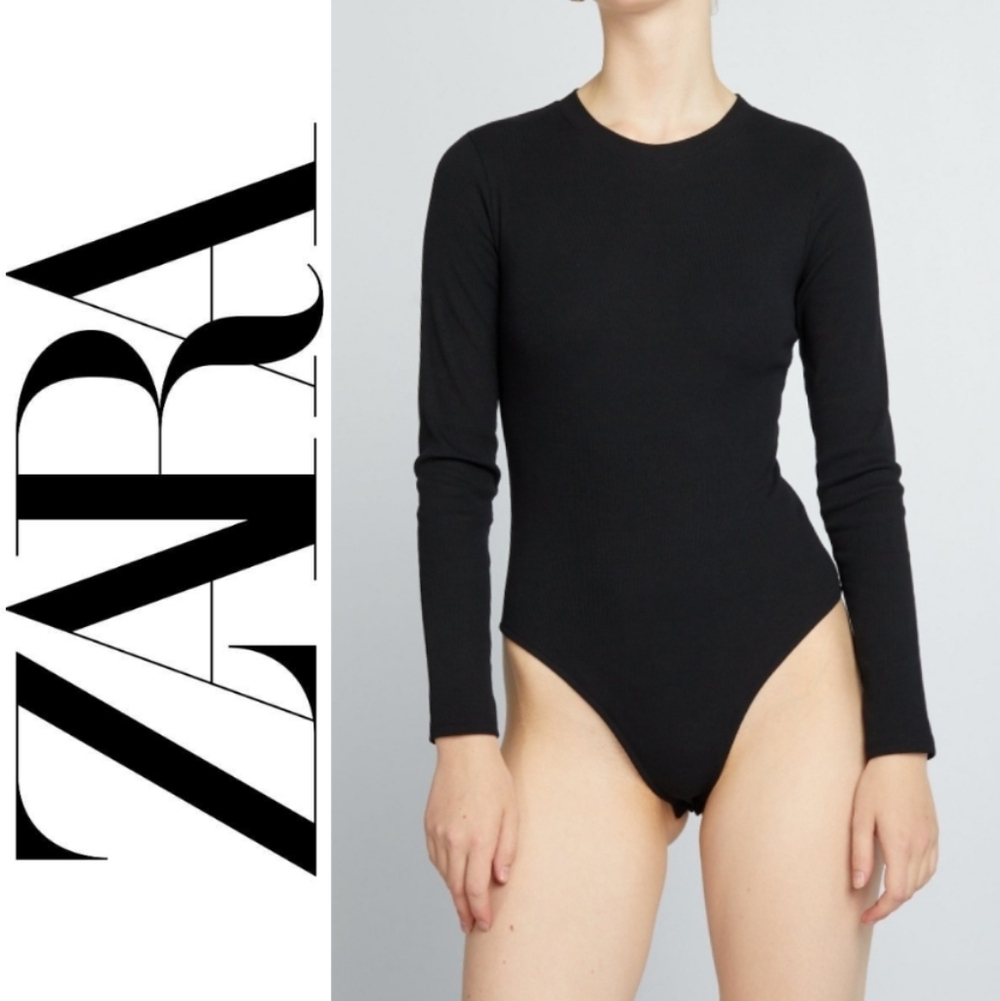 Zara Long Sleeve Bodysuit, Black